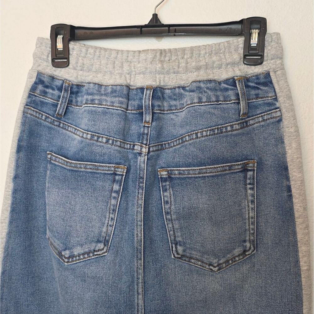 DESIGUAL Denim Hybrid Midi Skirt With Slit And Pockets Artsy Size Small - Picture 13 of 16